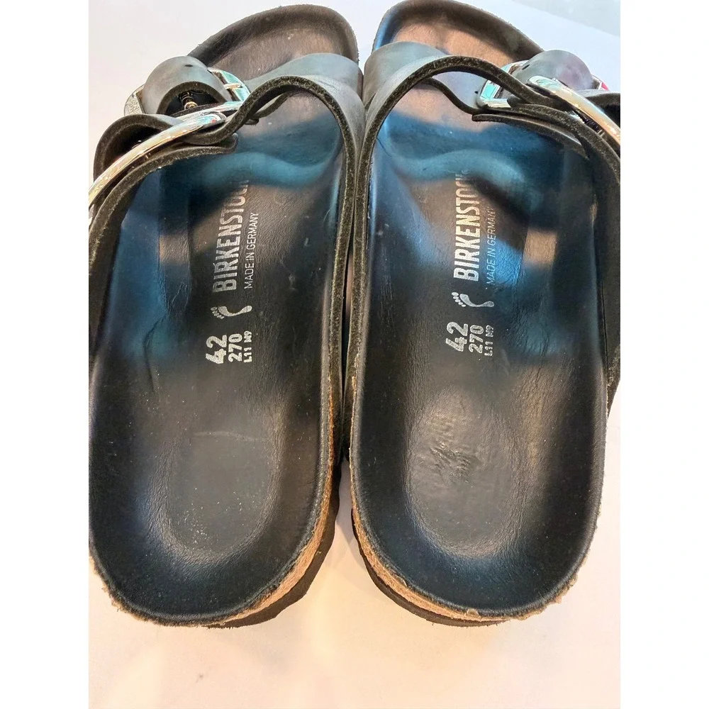 Birkenstock Arizona Big Buckle Black Oiled Leather Sandals Mens Size 42 EU 9 US